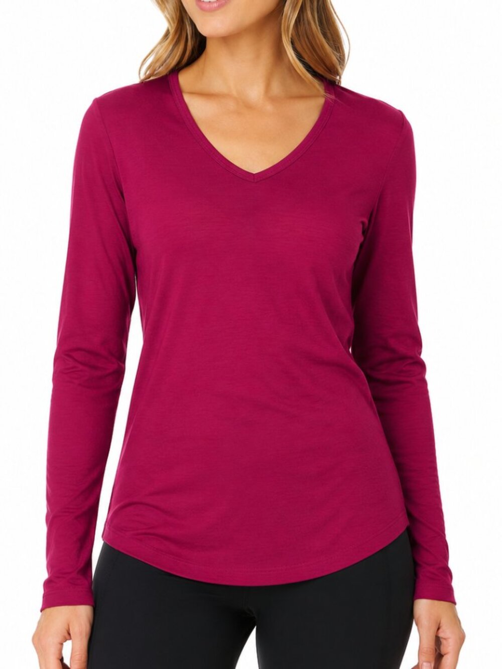 SEGMENTS 100% Merino Wool Base Layer Top Shirt Berry Medium Long Sleeve Gorpcore